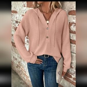 SHEIN Blush Waffle Knit Hoodie